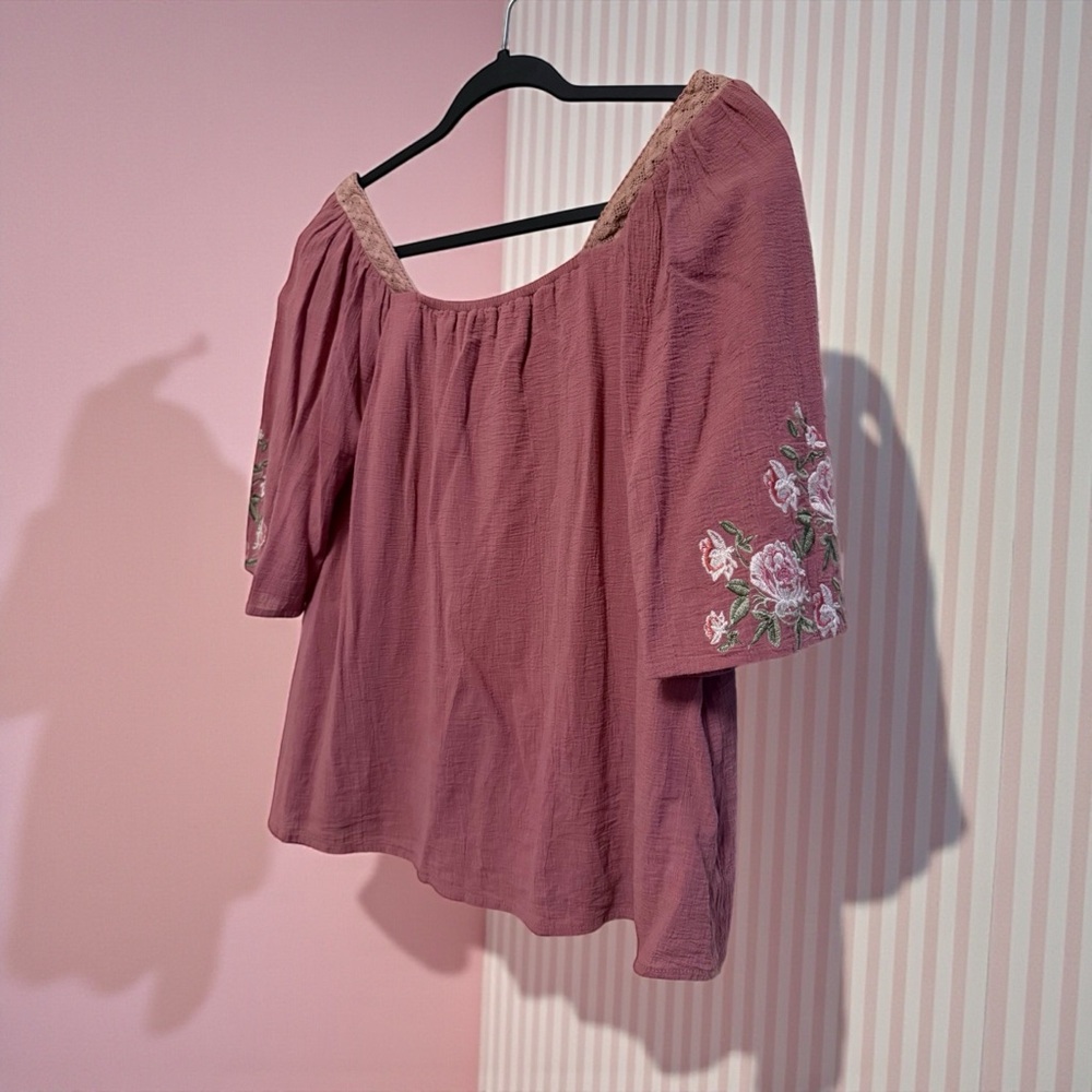 Polagram Dusty Rose Embroidered Blouse